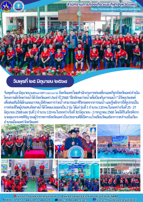 จังหวัดแพร่ โดยสำนักงานการท่องเที่ยวและกีฬาจังหวัดแพร่ ดำเนินโครงการเด็กไทยว่ายน้ำได้ จังหวัดแพร่ ประจำปี 2568 “ฝึกทักษะว่ายน้ำเพื่อป้องกันการจมน้ำ”